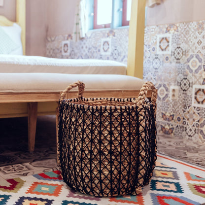 CozyVibe water hyacinth basket for living room décor

