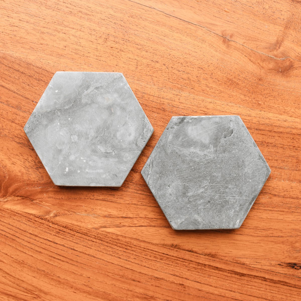 Marble Coasters Grey – Hexagonal Coasters for Mugs or Glasses – Handmade Coasters Set of 4 or 8 INAI (grey) - CozyVibe.eu