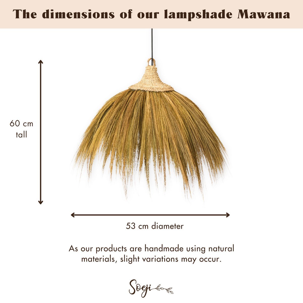 MAWANA Seagrass Lampshade – Large Boho Pendant Light - CozyVibe.eu