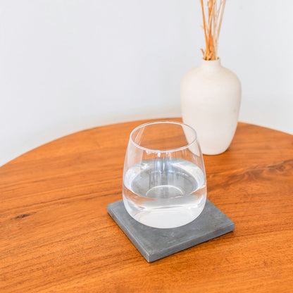 MEWALI Grey Marble Coasters – Handmade Square Glass Coaster Set - CozyVibe.eu