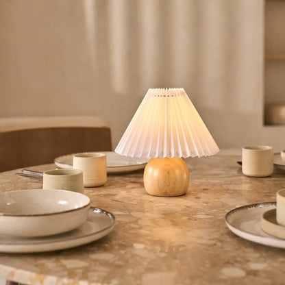 Nathalie Lamp – Rechargeable Wooden Table Light, Dimmable - CozyVibe.eu