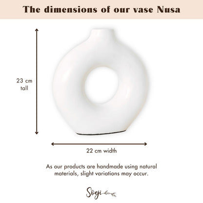 NUSA White Ring - Shaped Vase – Handmade Small Boho Clay Vase - CozyVibe.eu