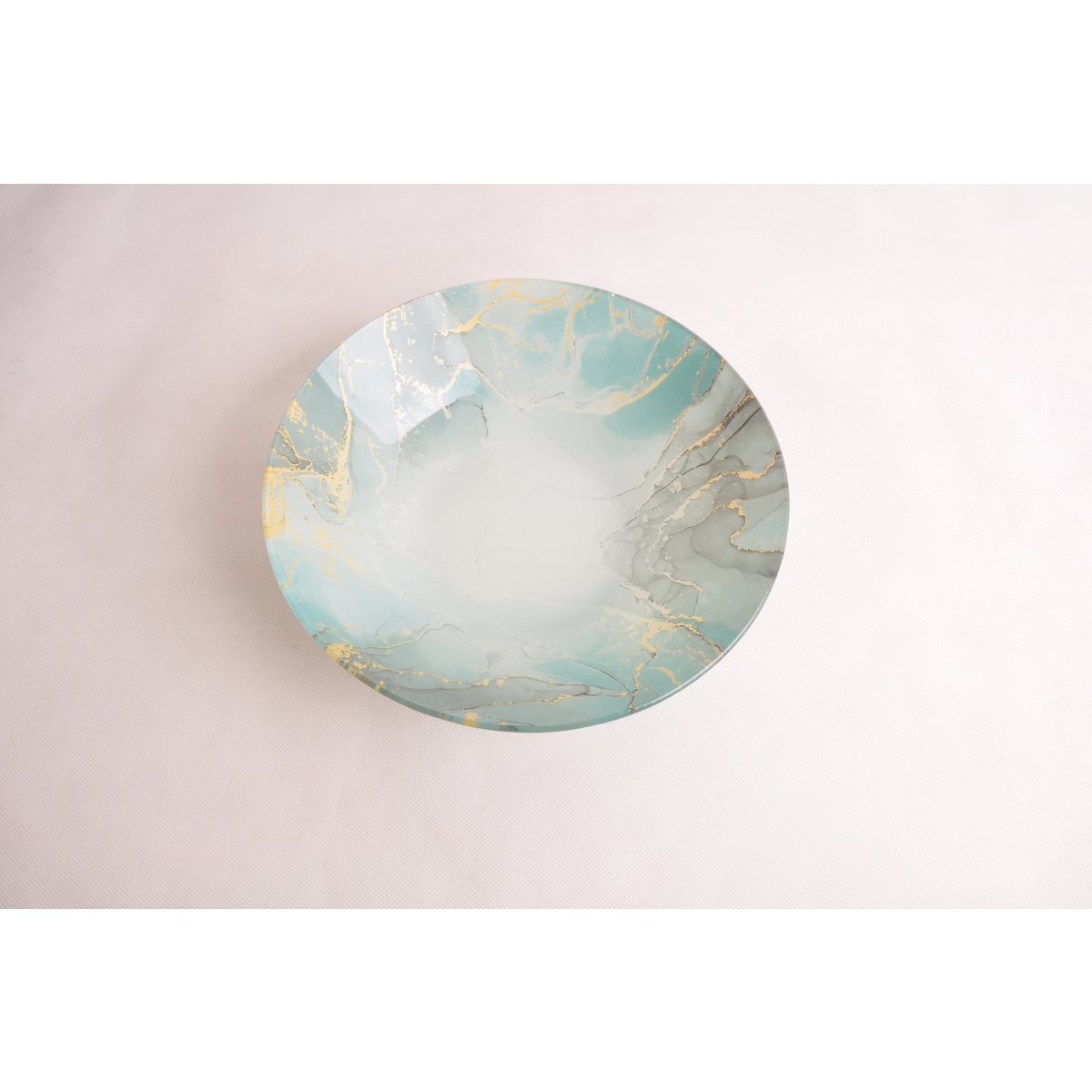 Ocean glass salad bowl 25cm with blue marble design, kitchen decor - CozyVibe