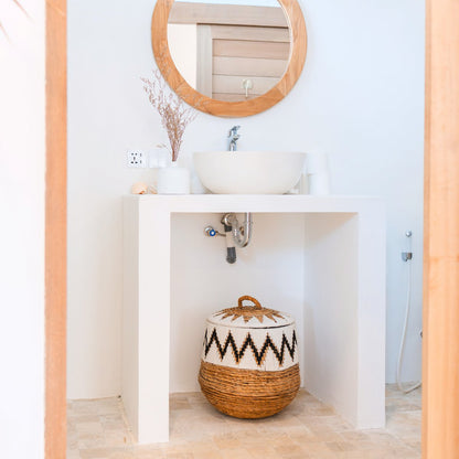 
PALEM Boho Laundry Hamper with Lid Handmade Home Decoration | CozyVibes
