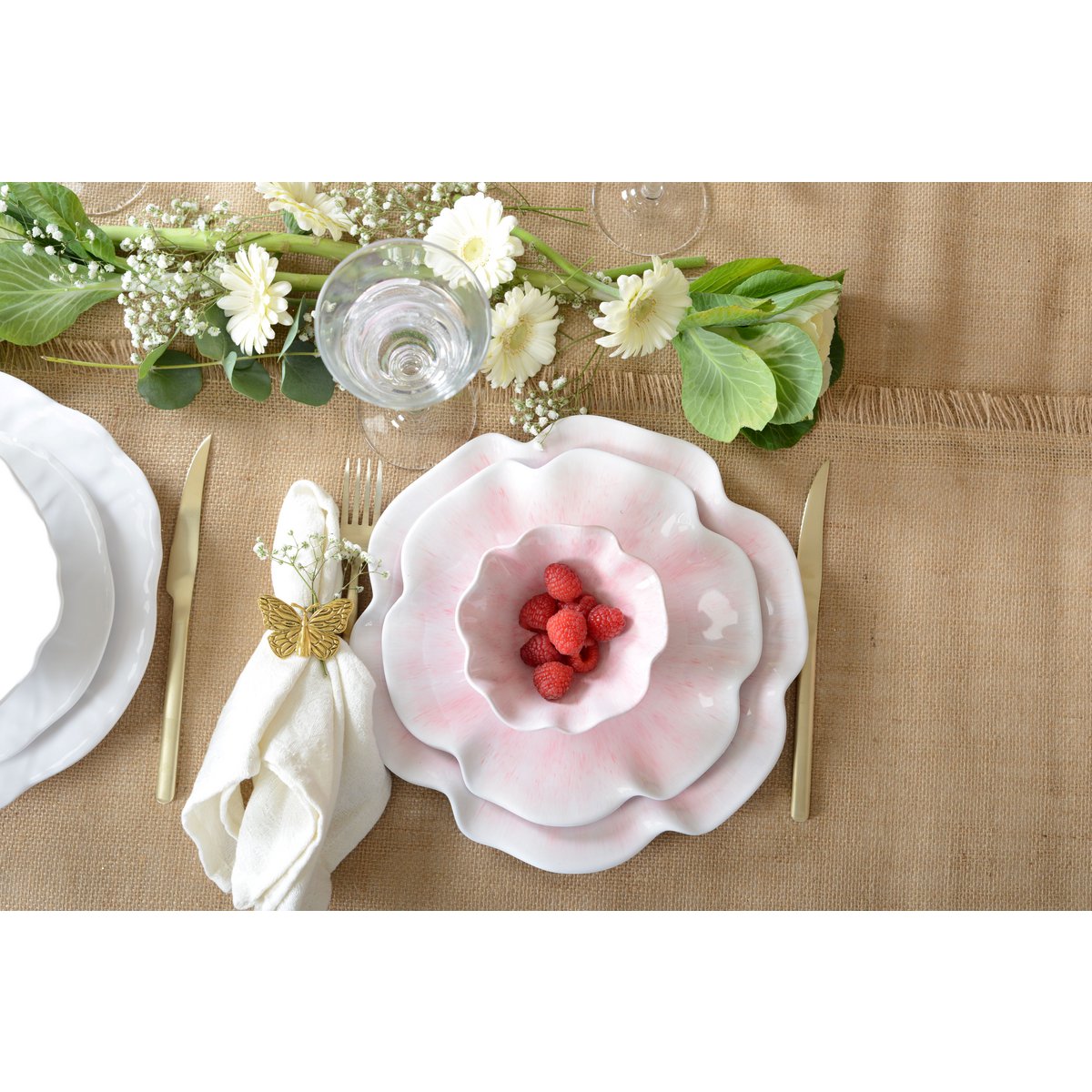 Pink dessert plate in melamine 23x23x2cm - CozyVibe.eu