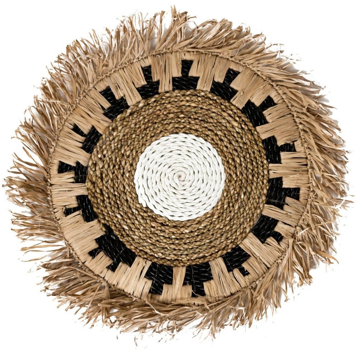 Placemat PAGU (Set of 2, 4 or 6) 45 cm | Boho Table Mat with Fringes made of Raffia - CozyVibe.eu