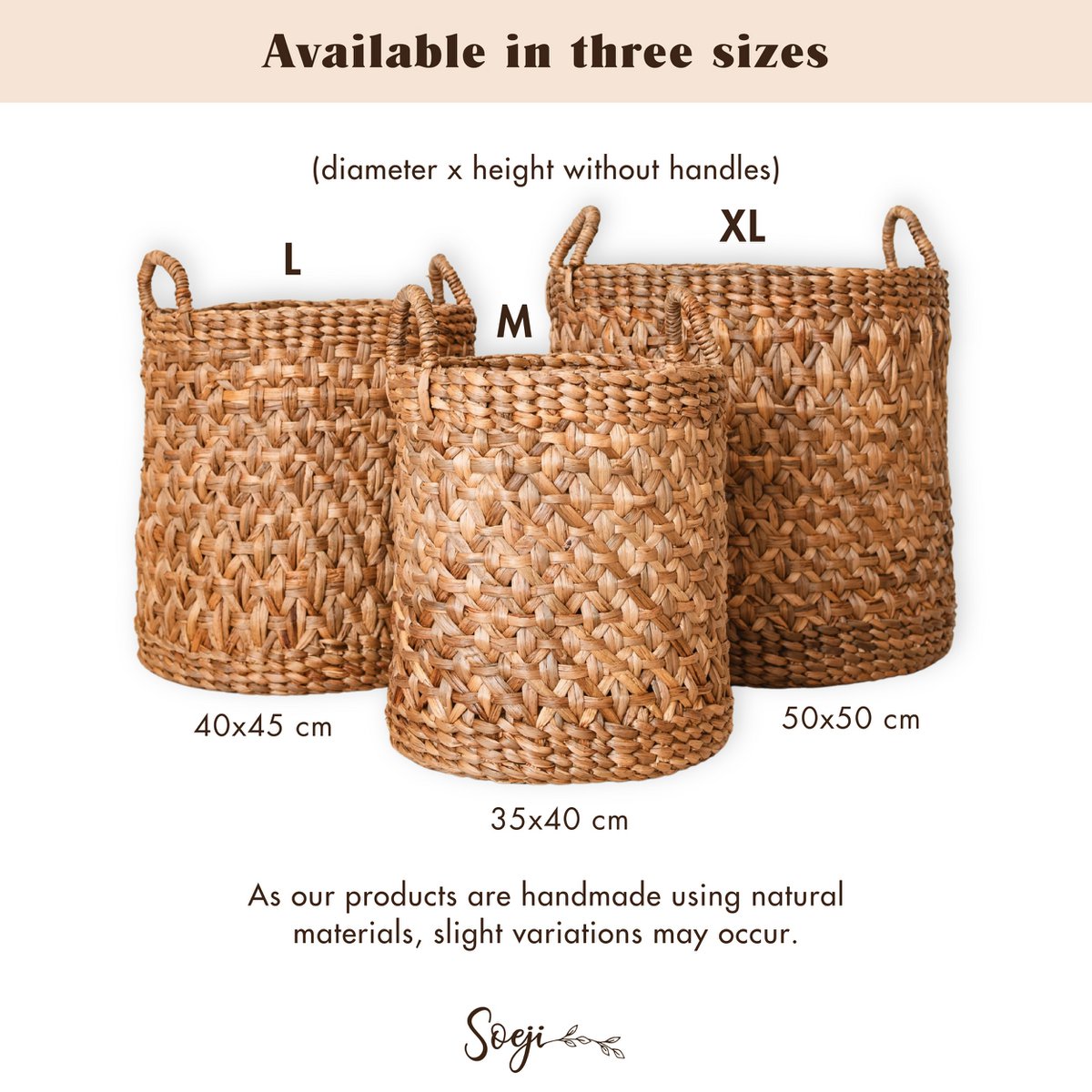 RAJA Round Woven Laundry Basket – Large Boho Water Hyacinth Hamper - CozyVibe.eu