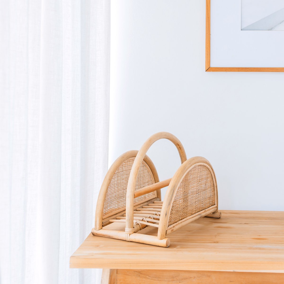 CozyVibe boho rattan organizer for living room décor

