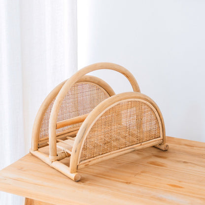 Rattan Newspaper Rack – Magazine Holder – Boho Newspaper Basket – Handmade Rattan Newspaper Holder ALOR - CozyVibe.eu