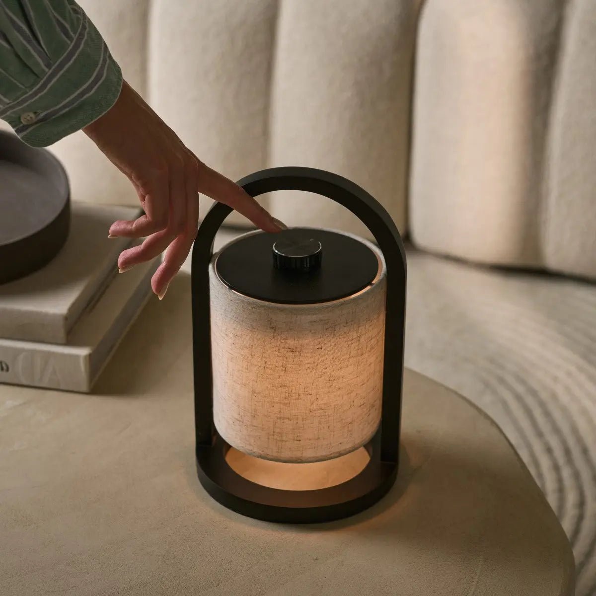 River Black Cordless Wooden Lamp – Rechargeable & Dimmable - CozyVibe.eu