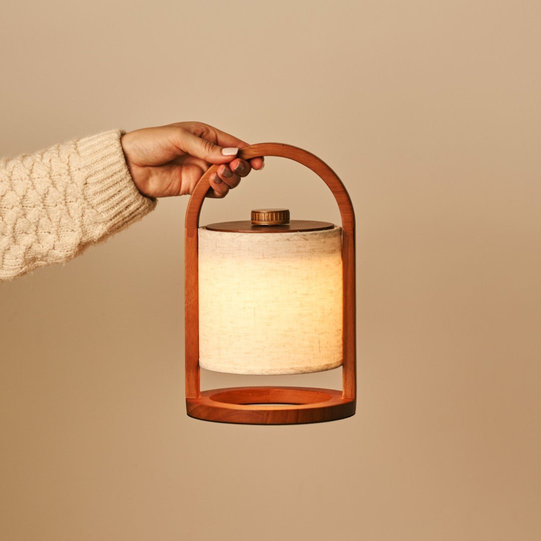 River Chestnut Lamp – Wooden Rechargeable Cordless Light Dimmable - CozyVibe.eu