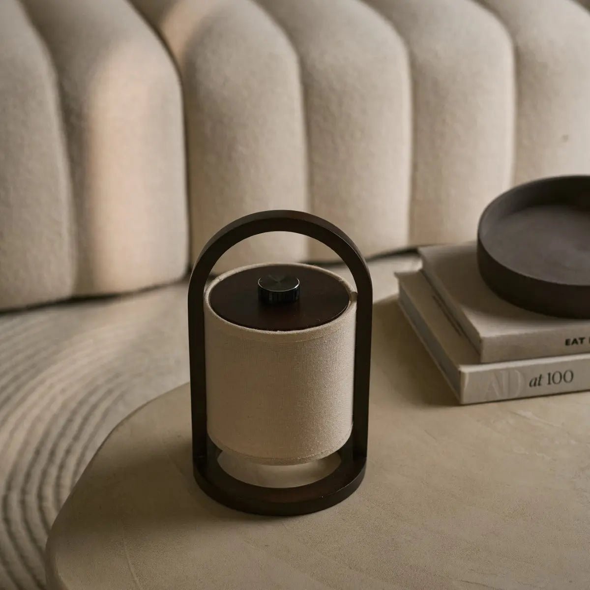 River Dark Brown Cordless Wooden Lamp – Rechargeable & Dimmable - CozyVibe.eu