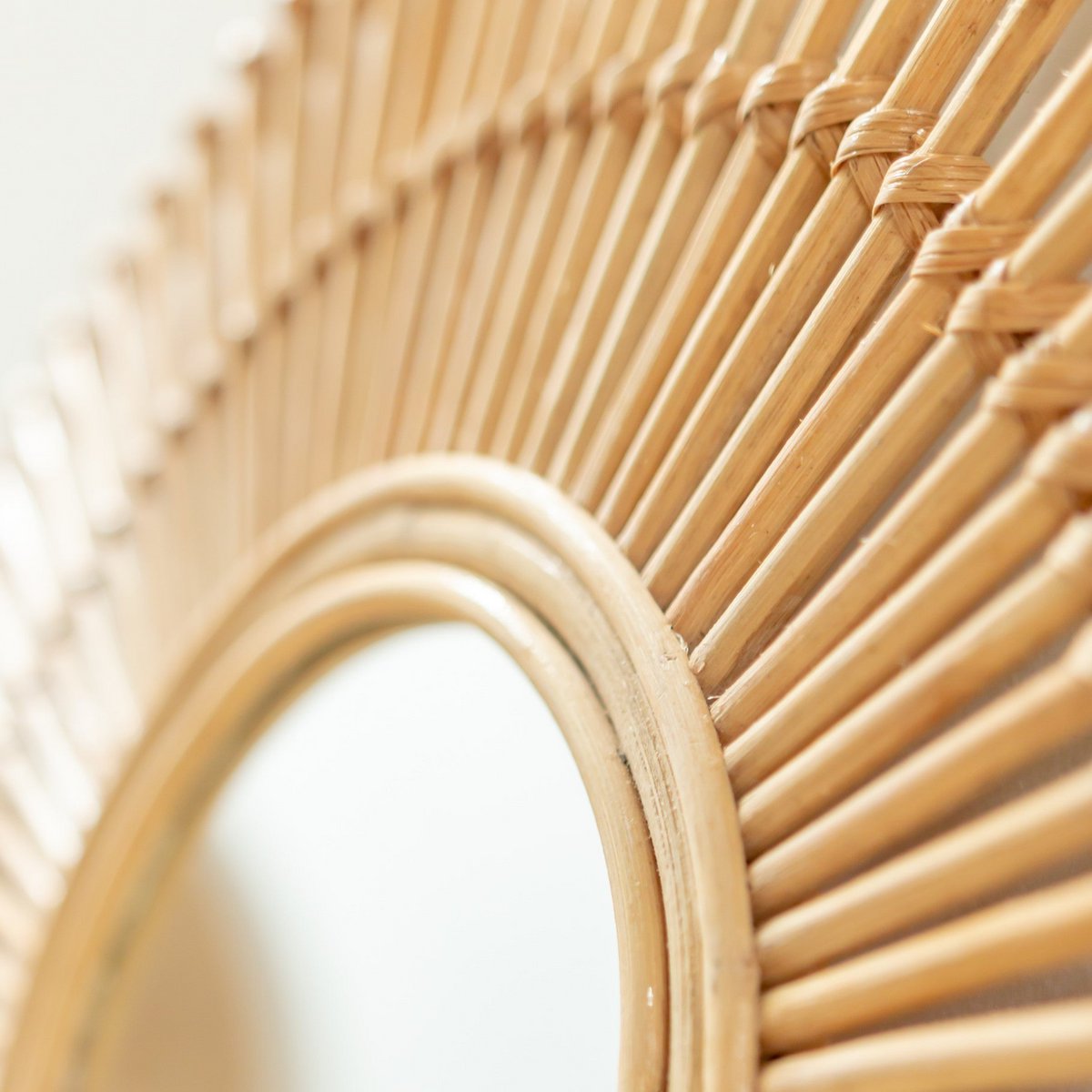 CozyVibe handmade rattan mirror for living room décor

