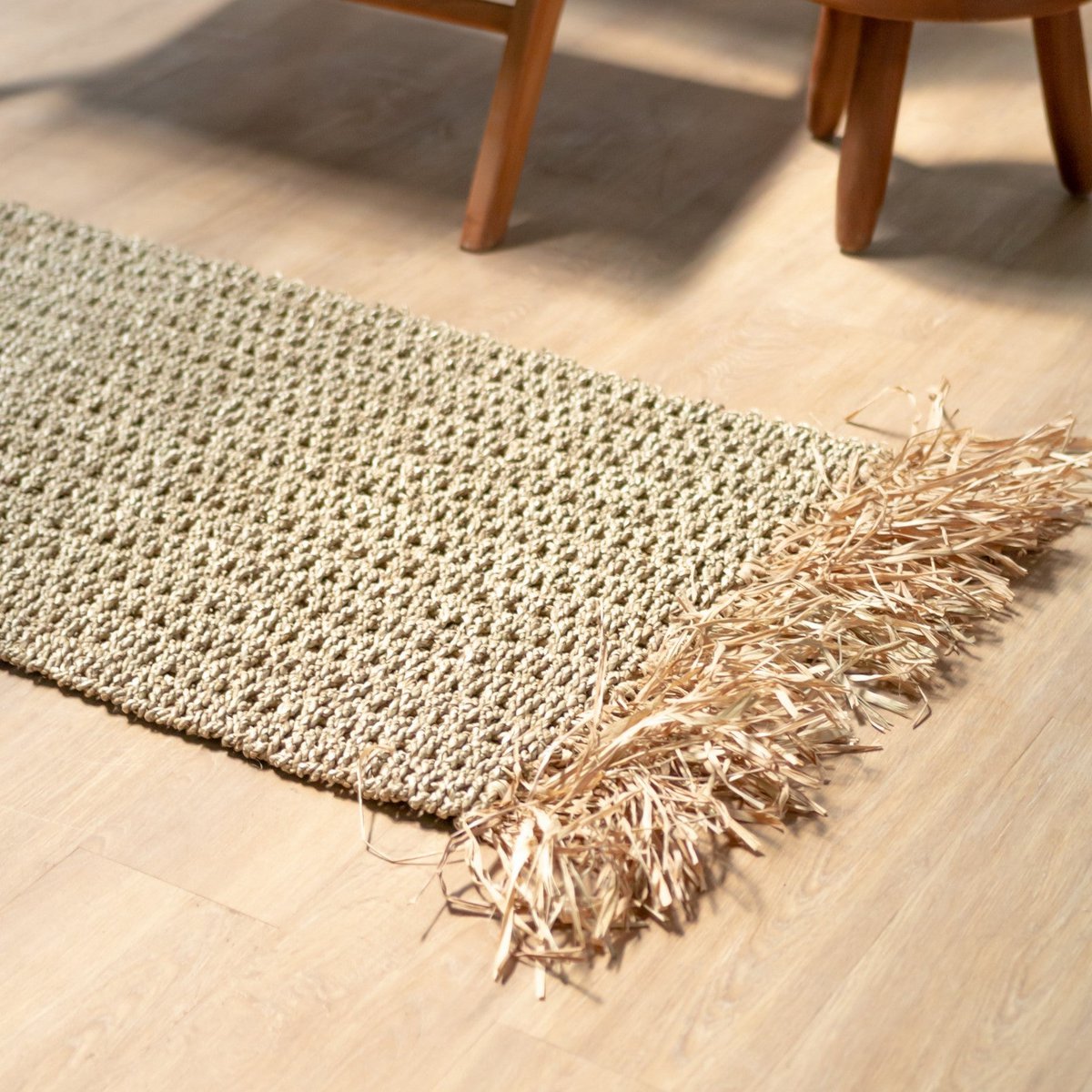 Seagrass Rug with Tassles 120x60 cm Woven Boho Carpet made of Seagrass BARA - CozyVibe.eu