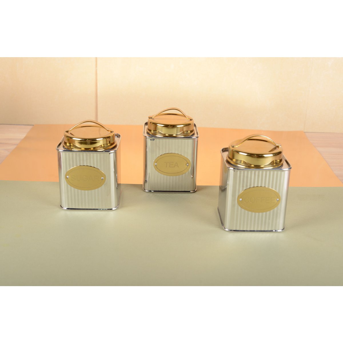 Silber-goldfarbene Teedose – elegante luftdichte Aufbewahrung – CozyVibe.eu