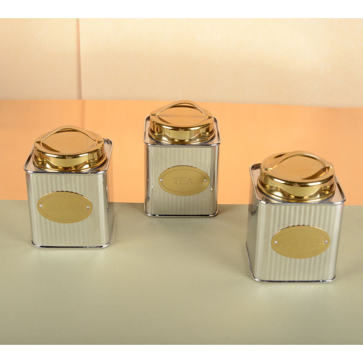 Silber-goldfarbene Teedose – elegante luftdichte Aufbewahrung – CozyVibe.eu