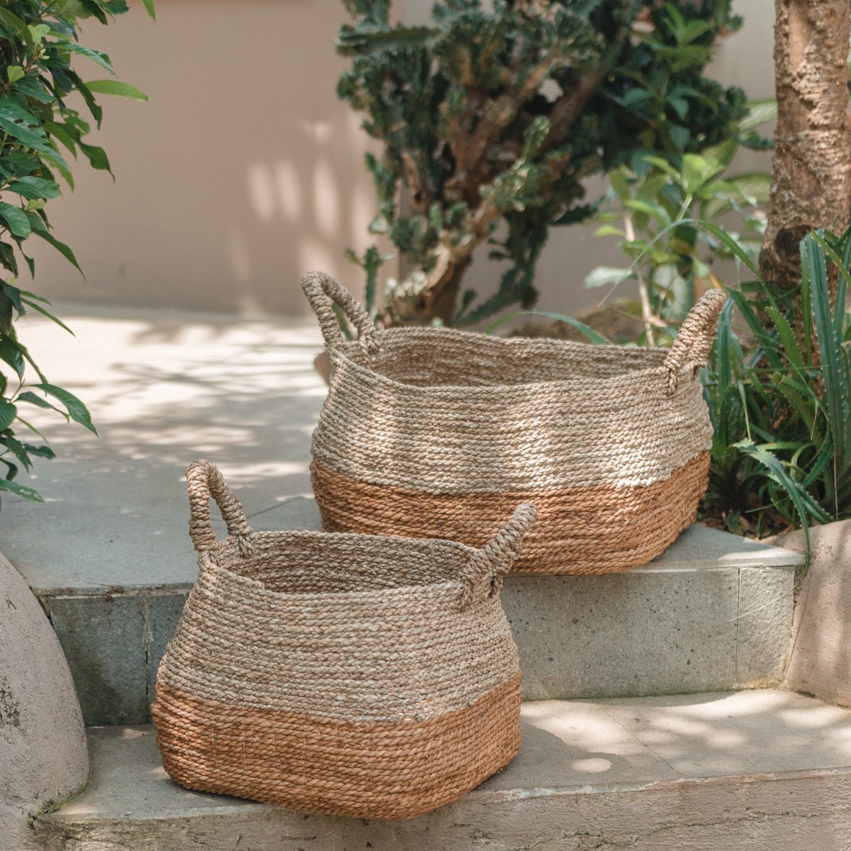 CozyVibe handwoven boho storage basket for living room décor

