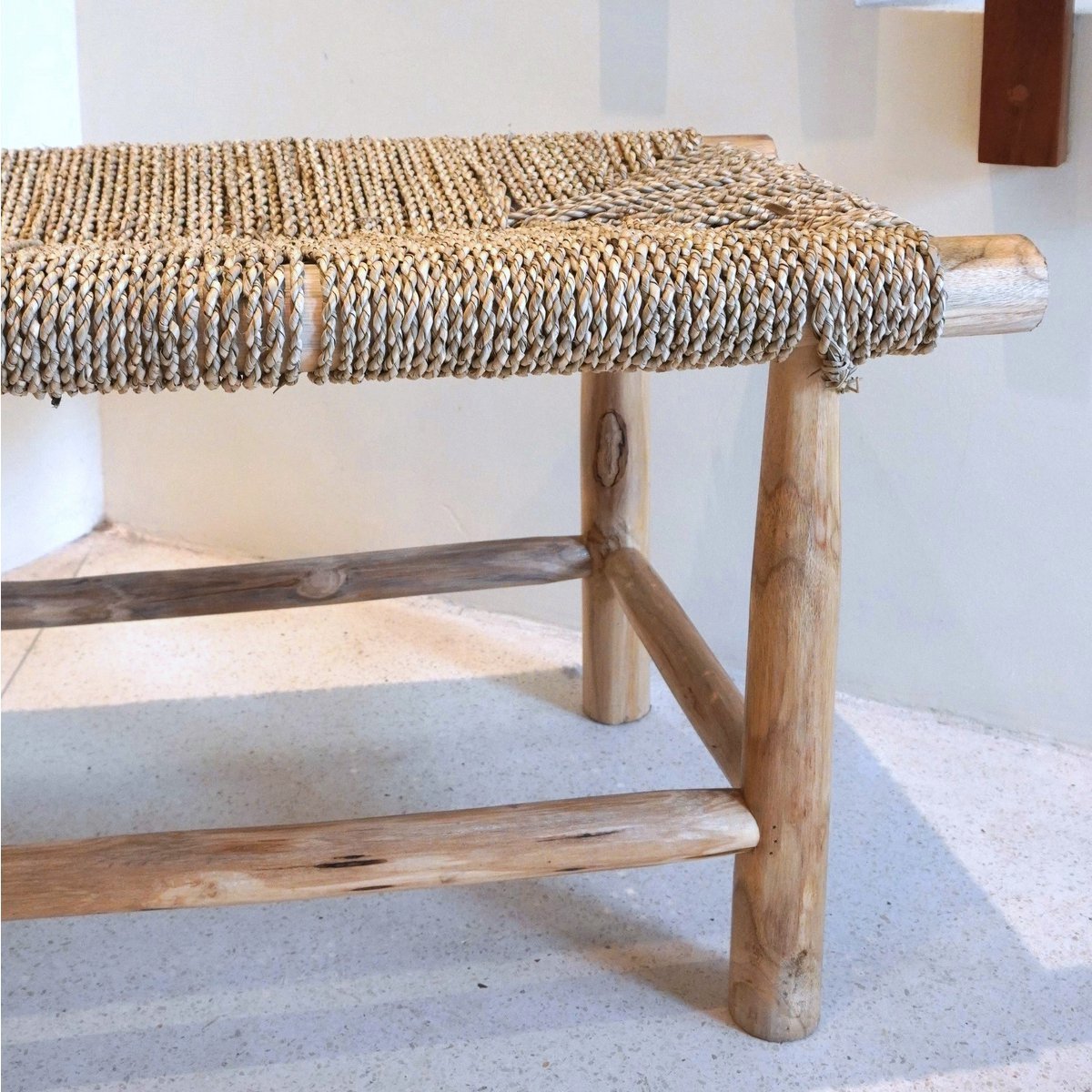 CozyVibe SUNGAI wooden bench styled in cozy home décor