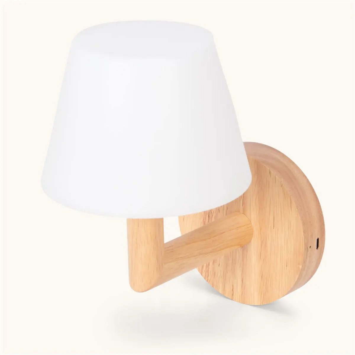Natural wood cordless wall lamp with soft dimmable LED lighting