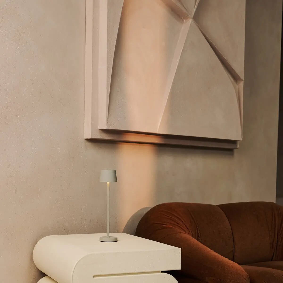 Vondel Mini Shadow Grey Rechargeable Lamp – cosy vibes