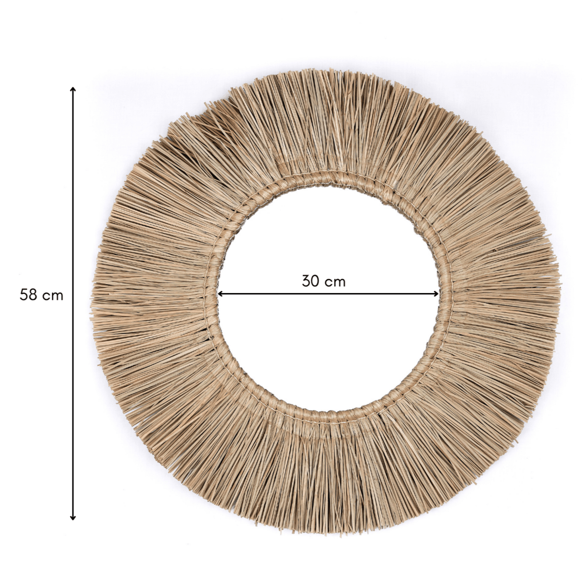 Wall Mirror from Seagrass Round with 60 cm Diameter RIMBA - CozyVibe.eu