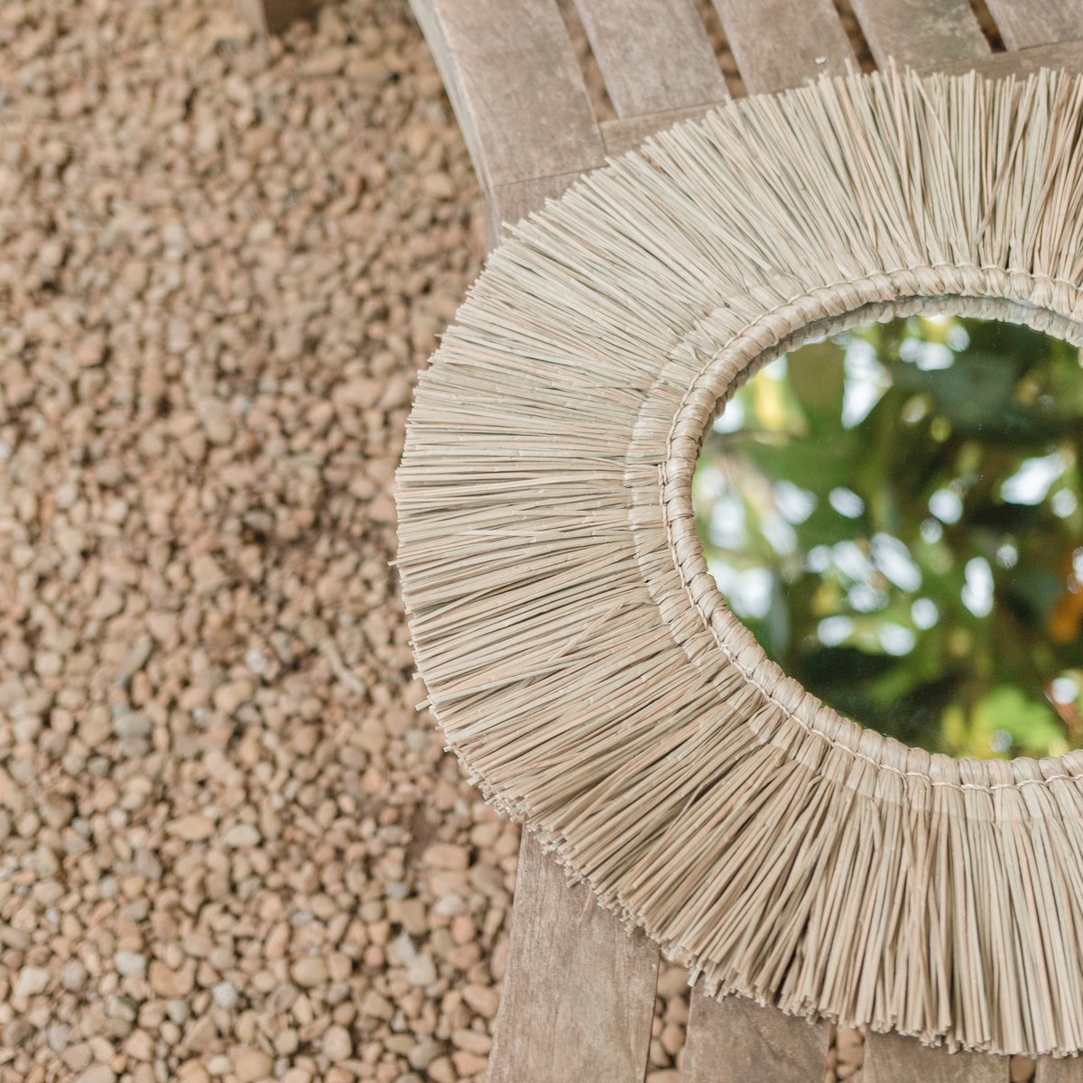 Wall Mirror from Seagrass Round with 60 cm Diameter RIMBA - CozyVibe.eu