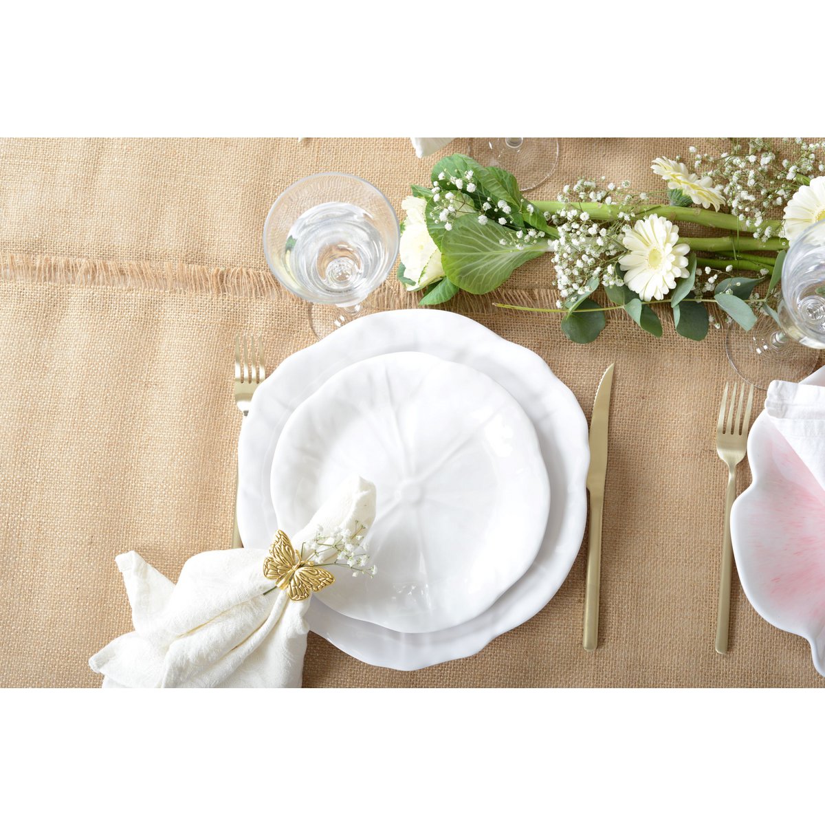 White dessert plate in melamine 21x21x1.5cm - CozyVibe.eu