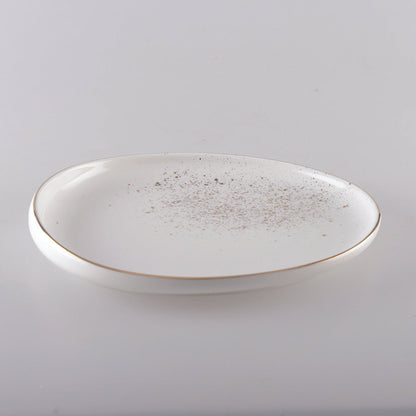 White oval porcelain dessert plate 23x20cm, Chimera collection, kitchen decor | CozyVibe
