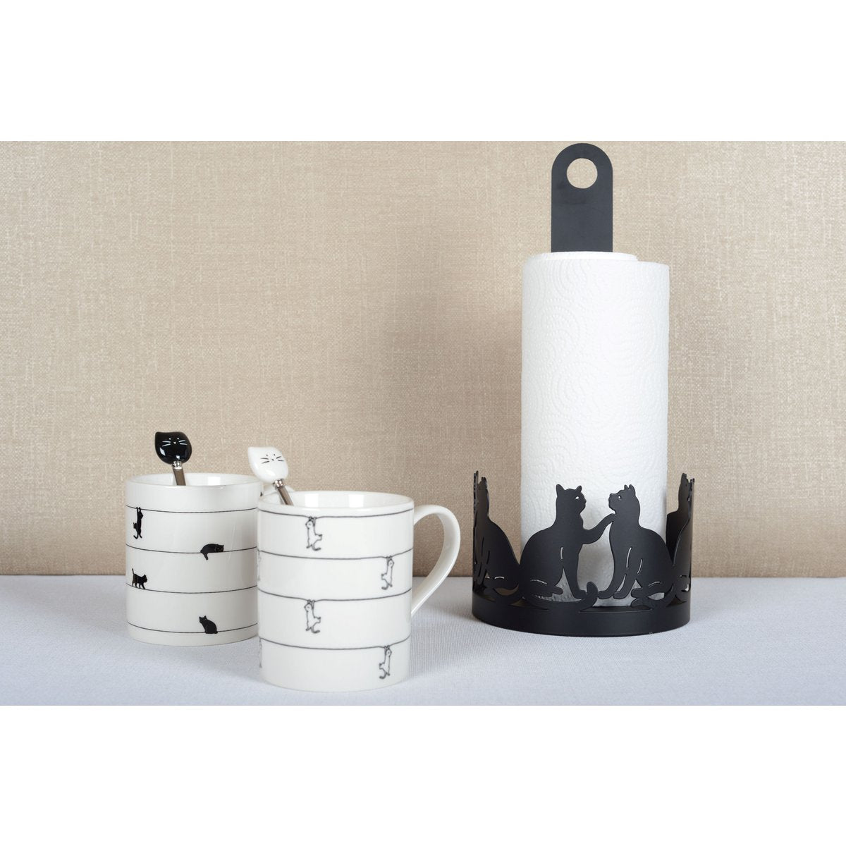 Weiße Teetassen mit Katzendesign, 2er-Set – CozyVibe.eu