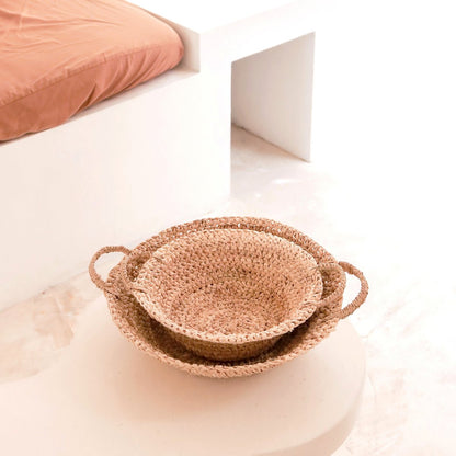 Woven Raffia Bowl | Fruit Bowl made from Light Natural Fibres | Bread Basket RAGA (2 sizes) - CozyVibe.eu