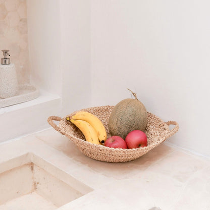 Woven Raffia Bowl | Fruit Bowl made from Light Natural Fibres | Bread Basket RAGA (2 sizes) - CozyVibe.eu