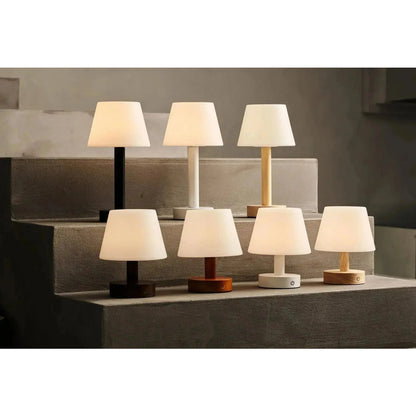 Zoë Dark Brown Wooden Lamp – Dimmable Rechargeable Design - CozyVibe.eu