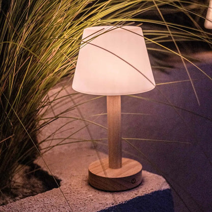 Zoë Light Brown Wooden Lamp – Dimmable Rechargeable Design - CozyVibe.eu